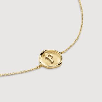 Monica Vinader Gold Mini Initial P Stamp Chain Bracelet