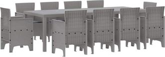 vidaXL Vidaxl - Conjunto De Comedor De Jard&iacute;n 11 Pcs Gris Claro Ratan Polt