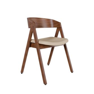 Koketto Home Silla de comedor con estructura de nogal y asiento beige