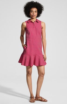 Lands End Seersucker Tennis Dress in Compass Red/pink Gingham at Nordstrom, Size X-Large