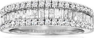 Ross-Simons Baguette and Round Diamond Ring in Sterling Silver