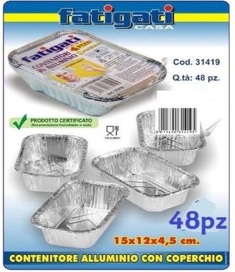 Trade Shop Trade Shop - Set 48 Pz Contenitore Vaschetta In Alluminio Con Coperchio Cucina 15x12x4cm