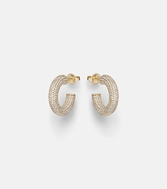 Sydney Evan Puffy 14kt gold (585/1000) hoop earrings with diamonds