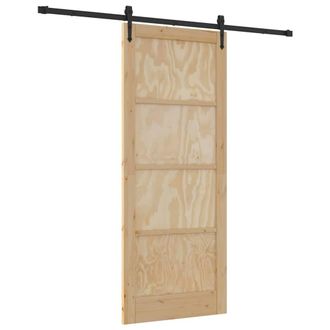 Berkfield Home Sliding Door with Hardware Set ORKDALSolid Wood Pine in Beige