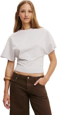 Cotton On Womens Blair Batwing Short Sleeve Tee in Madi Stripe Babydoll Grey at Nordstrom, Size X-Small
