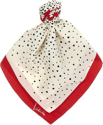 Valentino Garavani Off White Polka Dot Scarf