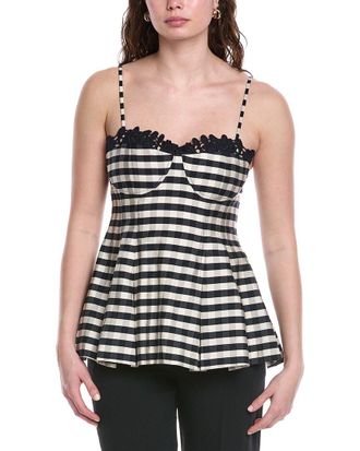 Rebecca Taylor Gingham Twill Camilla Embroidery Tank