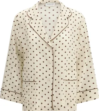 P.A.R.O.S.H. Womens Shirt Polka-Dot Silk Cream Print