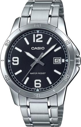 Casio Mens Silver Stainless Steel Watch with Black Dial - MTP-V004D-1B2UDF