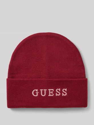 Guess Beanie mit Label-Stitching in Bordeaux, Gr&ouml;&szlig;e L