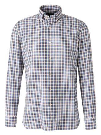 Borrelli Napoli checked long-sleeved shirt - men - Cotton - M - Blue