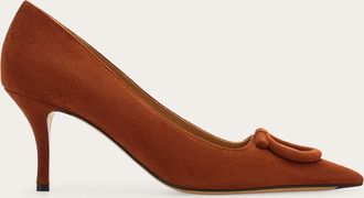 Ferragamo Women Mid heel maxi Gancini pump Brown Size 10.5