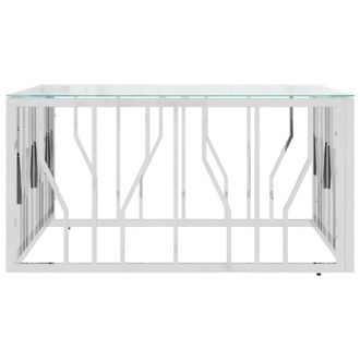 Berkfield Home Decorative Coffee Table 80x80x40 cm Stainless Steel & Glass in Silver | Size: 80 x 80 x 40 cm