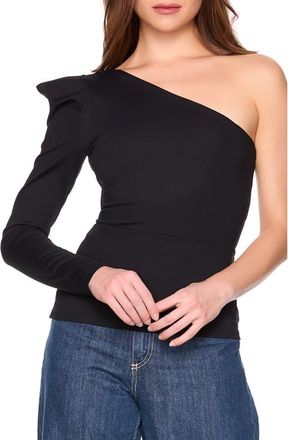 Susana Monaco Pleated One-Shoulder Knit Top in Black at Nordstrom Rack, Size X-Large