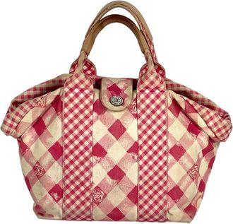 Chanel Pink Canvas Handbag Tote Bag (Pre-Owned)