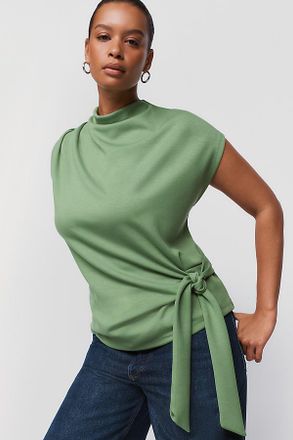 Maeve Mock Neck Wrap Top