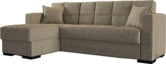 Dmora Divano Letto Con Penisola Armadillo, Divano Ad Angolo Reversibile, Sof&agrave; Contenitore Da Soggiorno Con Chaise Longue E 2 Cuscini, 230x150h81 Cm, Beige -
