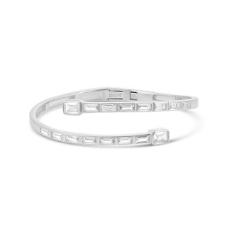 SHYMI Baguette Wrap Bangle -.925 Sterling Silver, 14K Gold-Plated, Rhodium Plated, Cubic Zirconia, Easy On / Off, Day to Night