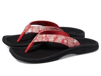 Olukai Ohana W Womens Sandals Lehua Flower/Onyx : 8 B - Medium, Synthetic