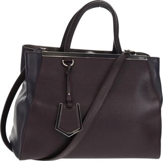 Fendi 2Jours Bag Leather Purple Leather Handbag (Pre-Owned)