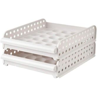 OEM Bandeja Para Huevos De Pl&aacute;stico Transparente De Doble Capa, Organizador Para Refrigerador Con Caj&oacute;n Para 24 Huevos - Crezuo