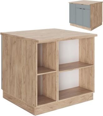 Vicco Isla De Cocina Fame-line, Azul Claro-gris, 90 Cm Con Caj&oacute;n, Sin Encimera, Vicco