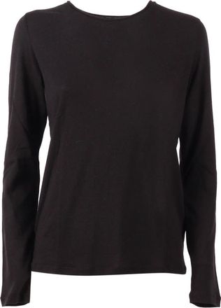 Majestic Filatures T-shirt met lange mouwen en ronde hals - Dames - Longsleeves - Zwart - L - Katoen - Tops