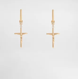Dolce & Gabbana Stud Earrings With dna Crosses - Man Bijoux Gold Metal Onesize