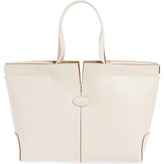 Tod's Medium-Small Tods Di Bag Folio Leather Shopper in Bianco Calce at Nordstrom