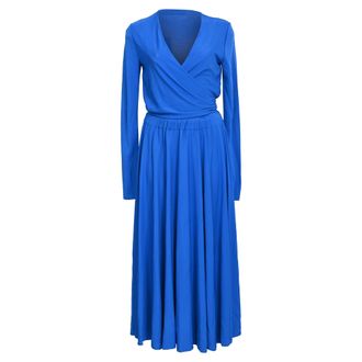 Proenza Schouler White Label Crepe Wrap Dress in Blue Viscose