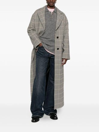 Tagliatore Wool Houndstooth Check Coat - grey