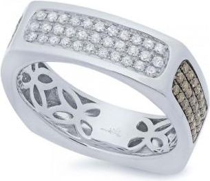 Allurez 0.94ct 14k White Gold White & Champagne Diamond Mens Ring