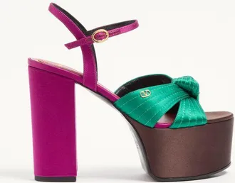 Valentino Garavani Sandal with Crasher Platform In Satin 125mm Woman MULTICOLOUR 36.5