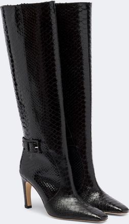 Malone Souliers Raven croc-effect leather knee-high boots