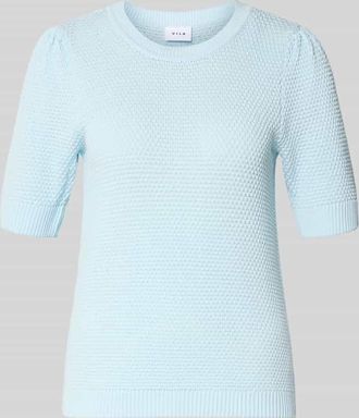 Vila Slim Fit T-Shirt in Strick-Optik Modell Vidalo in Hellblau, Gr&ouml;&szlig;e XL