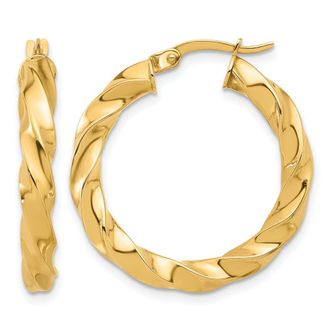 Diamond2Deal 14K Yellow Gold Twisted Round Shape Hoop Earrings