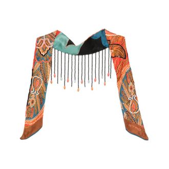 Etro Etro, Silky Scarves, female, Multicolor, Size: ONE SIZE Paisley-pattern Beaded-fringe Neckerchief