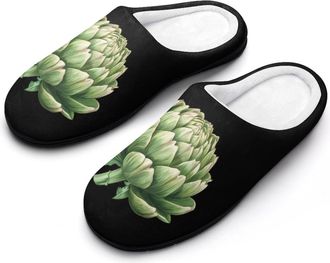 Generic Artichoke Cotton Slipper for Women Indoor Outdoor House Shoes Anti-Skid Slippers with Rubber Sole
