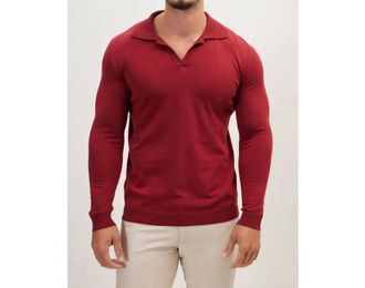 Ron Tomson Johnny Collar Sweater Polo In Burgundy