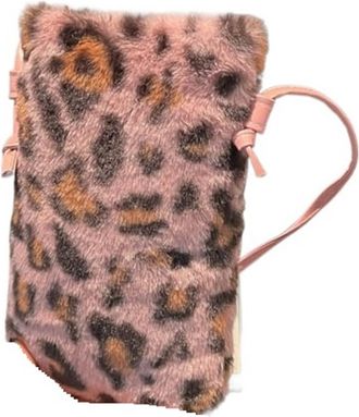 Generic Womens Plush Bags Plush Bag Underarm Shoulder Fashion Portable Western Style Leopard Print Womens Stuffed(Pink)