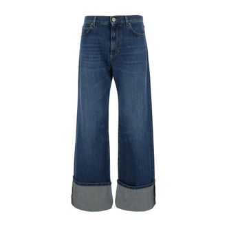 Pinko Pinko, Jeans, Dames, Blauw, W29, Denim, Wanda Omvouwbare Wijde Jeans