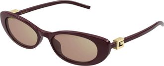 Gucci Gg1680S Zonnebril - unisex - Accessoires - Bruin - Maat: 52 MM Nylon