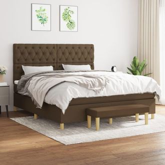 vidaXL Cama Box Spring Con Colch&oacute;n Tela Marr&oacute;n Oscuro 160x200 Cm Vidaxl