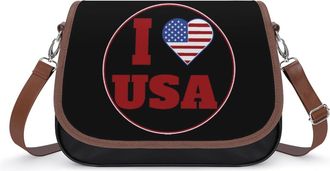 Generic I Love USA Small Womens Crossbody Bags Shoulder Handbag with Adjustable Strap for Travel