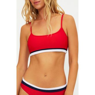 Beach Riot Val Rib Bikini Top in Crimson Firework Colorblock at Nordstrom, Size X-Large