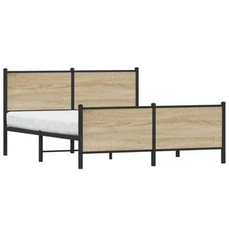 Berkfield Home Metal Bed Frame without Mattress Sonoma Oak 140x200 cm in Brown