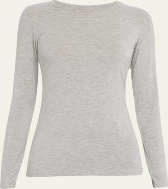 Majestic Filatures Soft Touch Flat-Edge Long-Sleeve Crewneck Top