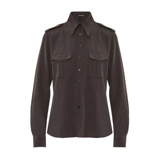 Tom Ford Light Jackets, female, Brown, S, Silk Shirt