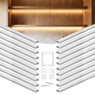 OEM Perfil De Aluminio Para Tira Led 2 Metros, Paquete De 20 Piezas, Canaleta De Led Con Difusor Opal Tapones De Extremos Y Clips De Montaje, Decoraci&oacute;n D