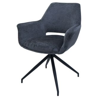 Hhg Hhg - Silla De Comedor 745, Silla De Cocina Silla Tapizada Con Reposabrazos, Posici&oacute;n Giratoria Autom&aacute;tica, Tela Met&aacute;lica Mvg, Gris Oscuro